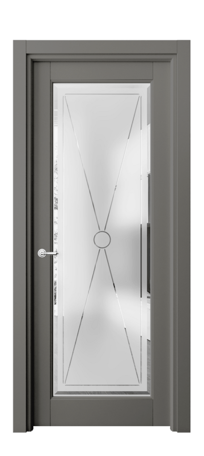 Межкомнатная дверь Тоскана Литера 6300 Матовый классический серый Сатинированное стекло с гравировкой «LITERA» Цена 712900 ₸ | Volhovec