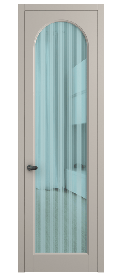 Межкомнатная дверь Палаццо 6804 Матовый светло-бежевый Рифлёное голубое стекло "Дюна", триплекс Цена 778899 ₸ | Volhovec