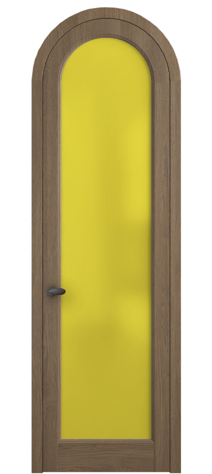 Межкомнатная дверь Palazzo 6814 Дуб джутовый матовый Сатинированное жёлтое стекло, триплекс, 6мм Цена 1211400 ₸ | Volhovec