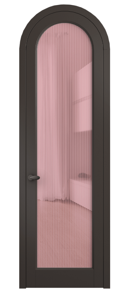 Межкомнатная дверь Palazzo 6814 Матовый антрацит Рифлёное розовое стекло "Moru", триплекс Цена 830900 ₸ | Volhovec