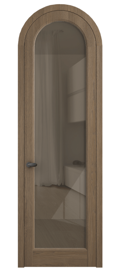 Межкомнатная дверь Палаццо 6814 Дуб джутовый матовый Рефлективное бронзовое стекло "Стопсол", калёное Цена 1620478 ₸ | Volhovec
