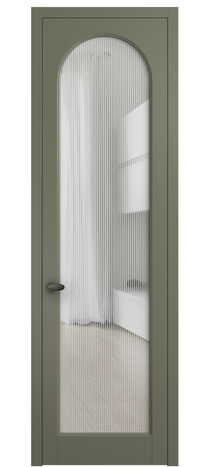 Межкомнатная дверь Palazzo 6804 Матовый оливковый тёмный Рифлёное стекло "Дюна", триплекс Цена 642900 ₸ | Volhovec