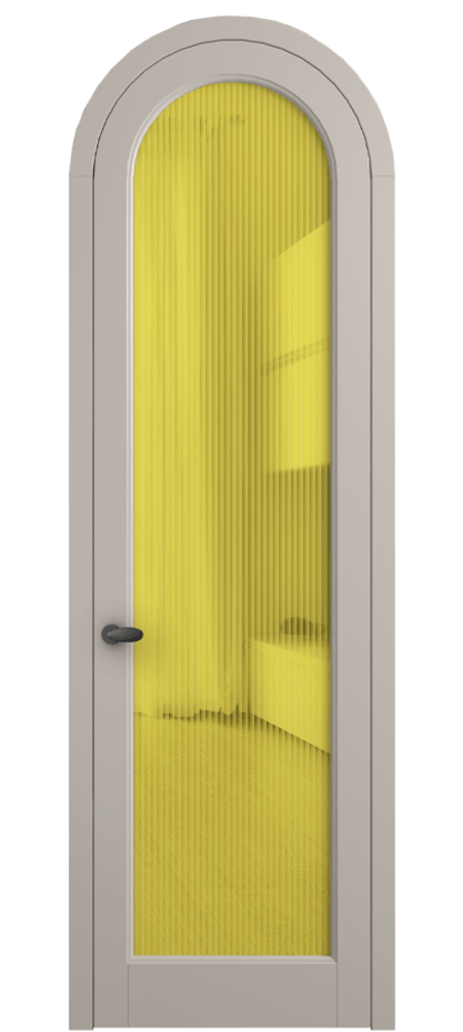 Межкомнатная дверь Палаццо 6814 Матовый светло-бежевый Рифлёное жёлтое стекло "Moru", триплекс Цена 1006682 ₸ | Volhovec