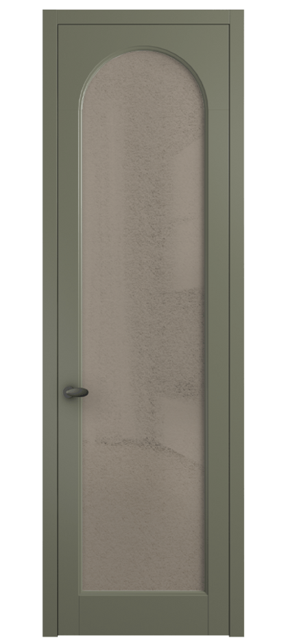 Межкомнатная дверь Palazzo 6804 Матовый оливковый тёмный Фактурное бронзовое стекло "Лёд", триплекс Цена 642900 ₸ | Volhovec