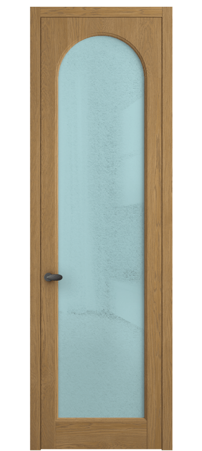 Межкомнатная дверь Палаццо 6804 Дуб солнечный матовый Фактурное голубое стекло "Лёд", триплекс Цена 1198479 ₸ | Volhovec