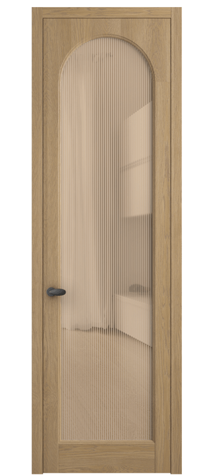 Межкомнатная дверь Палаццо 6804 Дуб соломенный матовый Рифлёное оранжевое стекло "Дюна", триплекс Цена 1165971 ₸ | Volhovec
