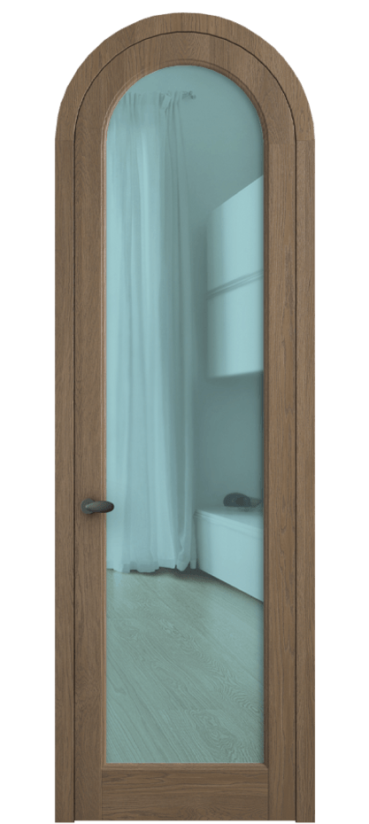 Межкомнатная дверь Palazzo 6814 Дуб джутовый матовый Прозрачное голубое стекло, триплекс, 6мм Цена 1211400 ₸ | Volhovec