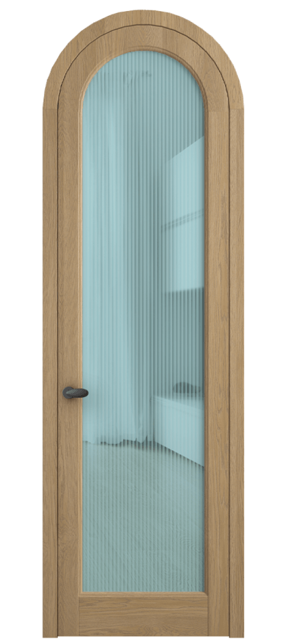 Межкомнатная дверь Палаццо 6814 Дуб соломенный матовый Рифлёное голубое стекло "Мору", триплекс Цена 1620478 ₸ | Volhovec