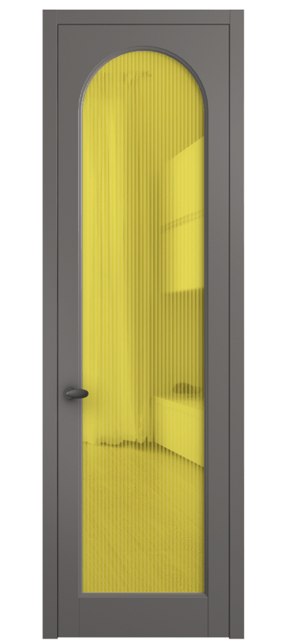 Межкомнатная дверь Палаццо 6804 Матовый классический серый Рифлёное жёлтое стекло "Мору", триплекс Цена 794019 ₸ | Volhovec
