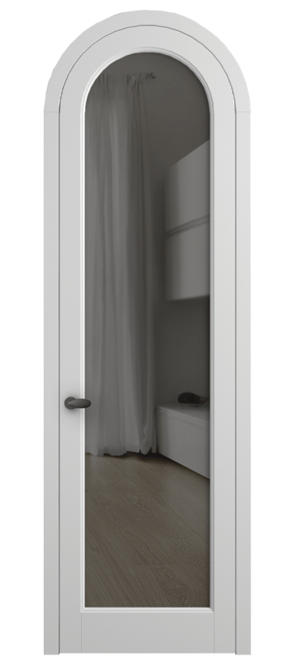 Межкомнатная дверь Палаццо 6814 Матовый белоснежный Прозрачное серое стекло, триплекс Цена 946202 ₸ | Volhovec