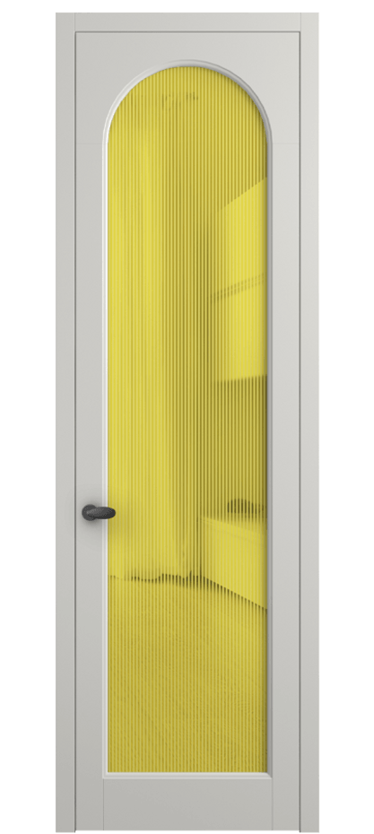 Межкомнатная дверь Палаццо 6804 Матовый серый Рифлёное желтое стекло "Дюна", триплекс Цена 778899 ₸ | Volhovec
