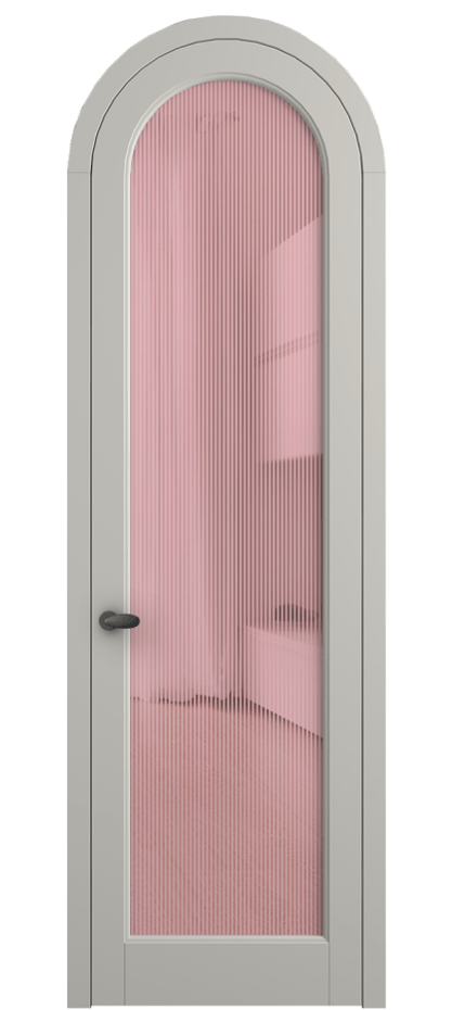 Межкомнатная дверь Палаццо 6814 Матовый тёплый серый Рифлёное розовое стекло "Дюна", триплекс Цена 991562 ₸ | Volhovec