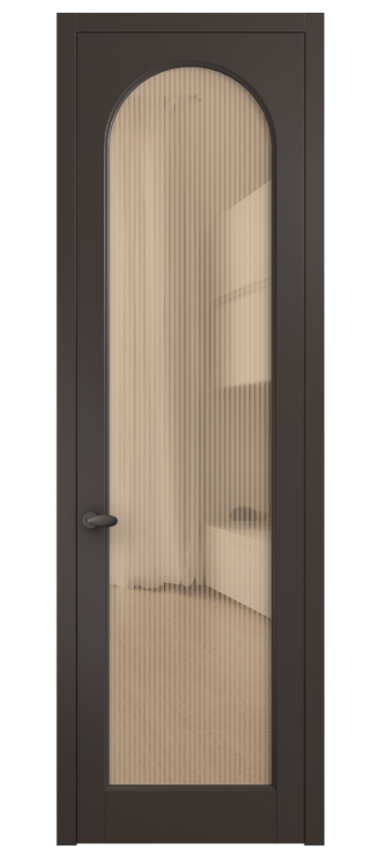 Межкомнатная дверь Палаццо 6804 Матовый антрацит Рифлёное оранжевое стекло "Мору", триплекс Цена 794019 ₸ | Volhovec