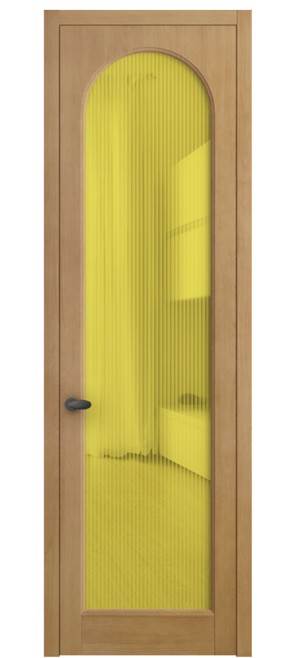 Межкомнатная дверь Палаццо 6804 Бук натуральный матовый Рифлёное жёлтое стекло "Мору", триплекс Цена 977349 ₸ | Volhovec