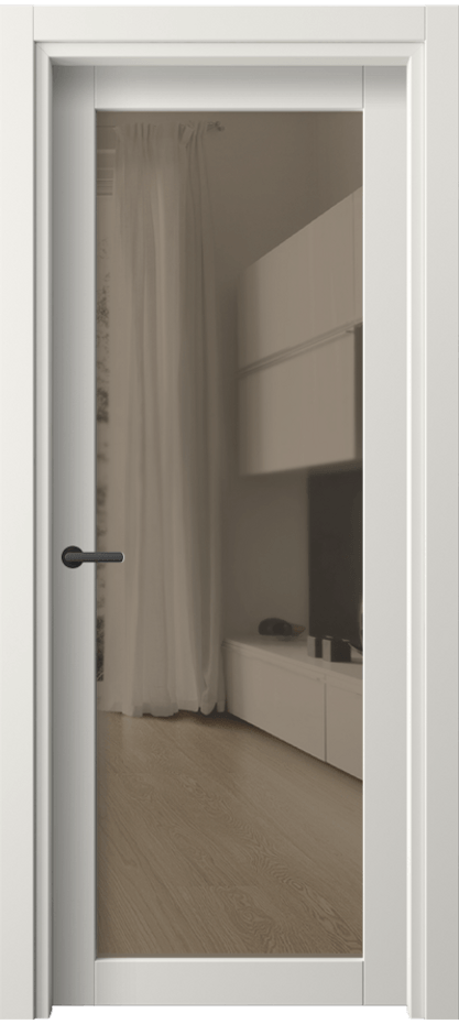 Межкомнатная дверь Нео 2102 ПЭТ белоснежный Прозрачное бронзовое стекло, триплекс Цена 86940 ₸ | Volhovec