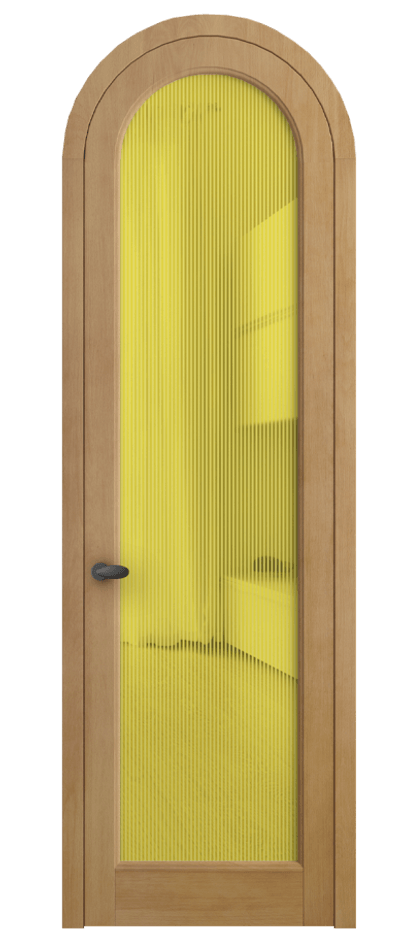 Межкомнатная дверь Палаццо 6814 Бук натуральный матовый Рифлёное желтое стекло "Дюна", триплекс Цена 1343707 ₸ | Volhovec