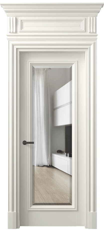 Межкомнатная дверь Антик 7300 Матовый жемчужный Прозрачное стекло с фацетом Цена 1244444 ₸ | Volhovec