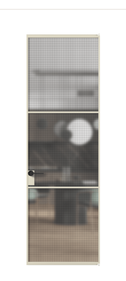 Алюминиевая дверь АЛПЛ040.03 Алюминий бежево-серый Декоративное стекло с сеткой "Mesh silver", триплекс, 6 мм Цена 732900  | Volhovec