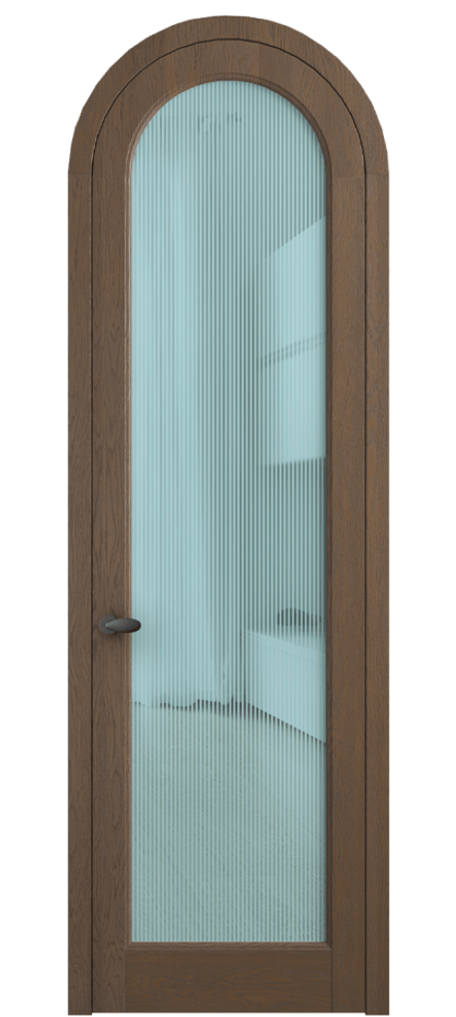Межкомнатная дверь Палаццо 6814 Дуб туманный матовый Рифлёное голубое стекло "Дюна", триплекс Цена 1605358 ₸ | Volhovec