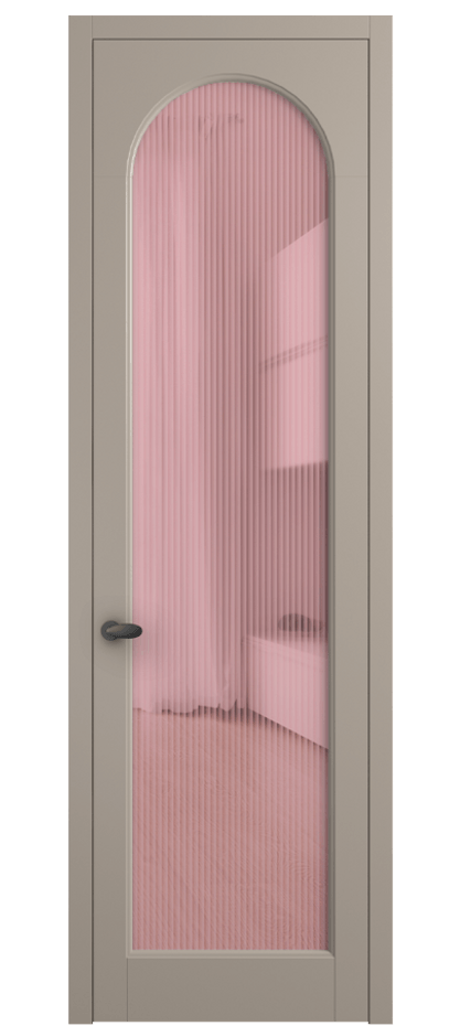 Межкомнатная дверь Палаццо 6804 Матовый бисквитный Рифлёное розовое стекло "Мору", триплекс Цена 794019 ₸ | Volhovec