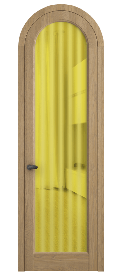 Межкомнатная дверь Палаццо 6814 Дуб соломенный матовый Рифлёное желтое стекло "Дюна", триплекс Цена 1605358 ₸ | Volhovec