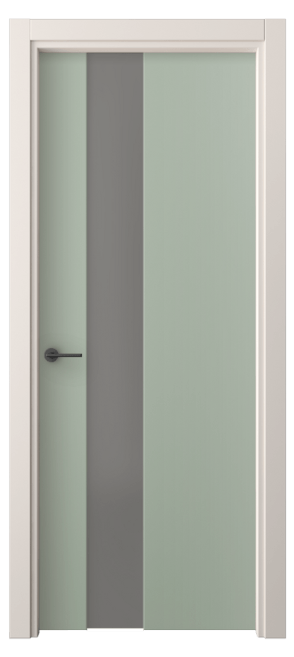 Межкомнатная дверь Freedom 4224 ПЭТ светло-оливковый Сатинированное серое стекло, триплекс, 8 мм Цена 225300 ₸ | Volhovec