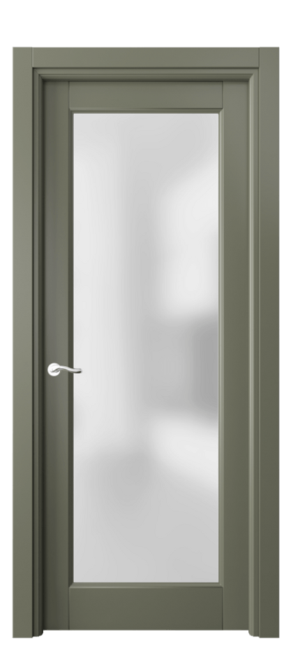 Межкомнатная дверь Лигнум 0700 Матовый оливковый тёмный Сатинированное стекло Цена 748432 ₸ | Volhovec