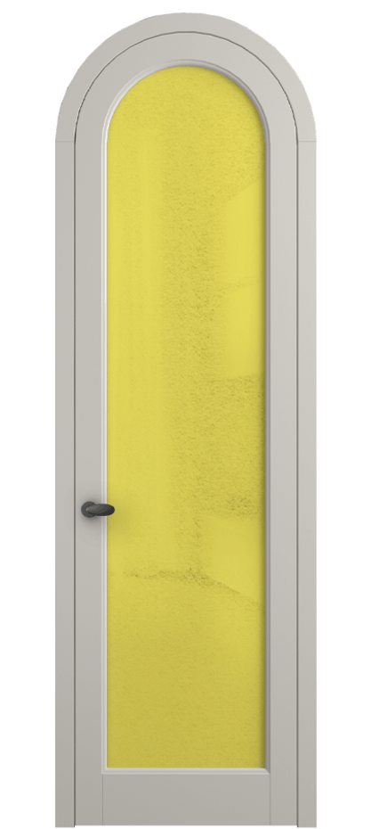 Межкомнатная дверь Палаццо 6814 Матовый облачно-серый Фактурное жёлтое стекло "Лёд", триплекс Цена 991562 ₸ | Volhovec