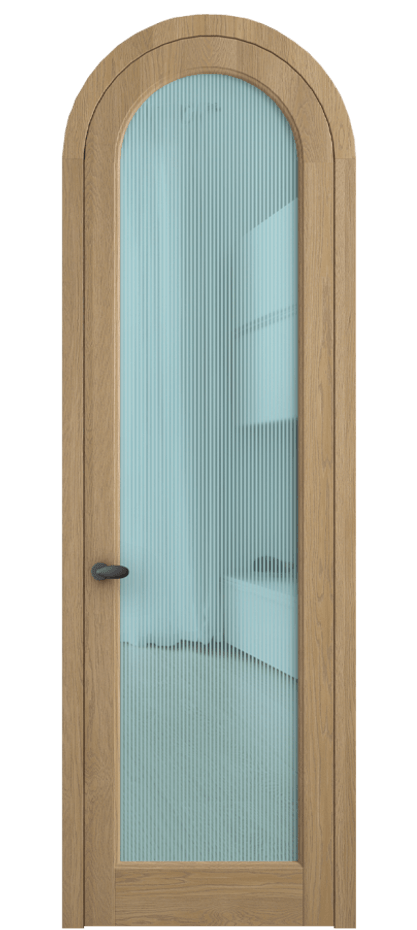 Межкомнатная дверь Палаццо 6814 Дуб соломенный матовый Рифлёное голубое стекло "Дюна", триплекс Цена 1605358 ₸ | Volhovec