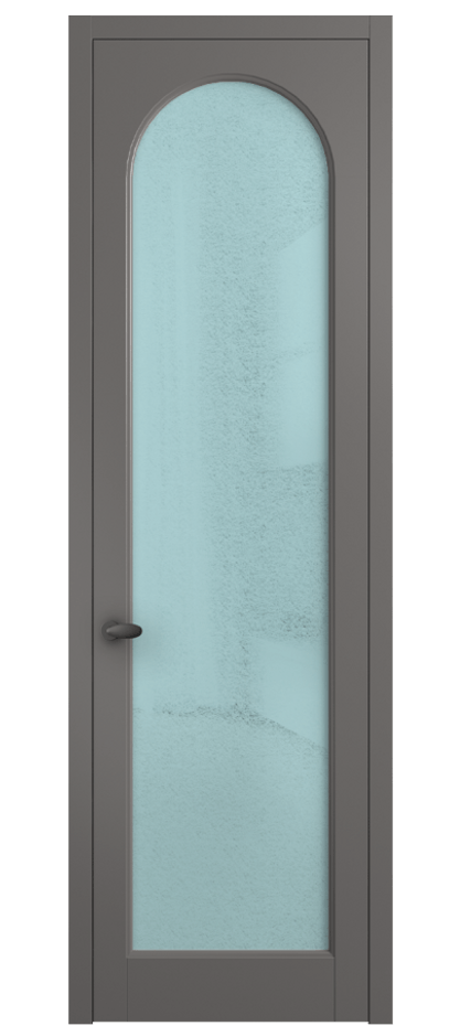 Межкомнатная дверь Palazzo 6804 Матовый классический серый Фактурное голубое стекло "Лёд", триплекс Цена 642900 ₸ | Volhovec