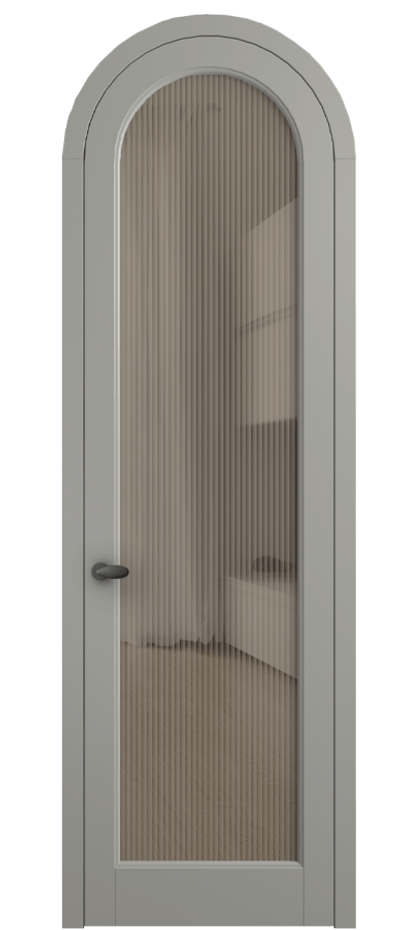 Межкомнатная дверь Palazzo 6814 Матовый нейтральный серый Рифлёное бронзовое стекло "Moru", триплекс Цена 830900 ₸ | Volhovec