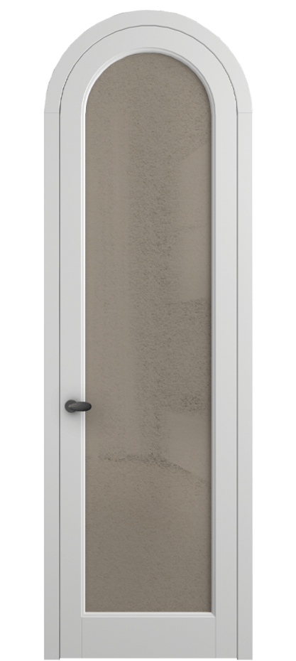 Межкомнатная дверь Палаццо 6814 Матовый белоснежный Фактурное бронзовое стекло "Лёд", триплекс Цена 991562 ₸ | Volhovec