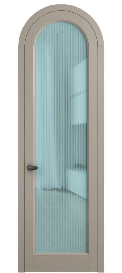 Межкомнатная дверь Palazzo 6814 Матовый бисквитный Рифлёное голубое стекло "Moru", триплекс Цена 830900 ₸ | Volhovec