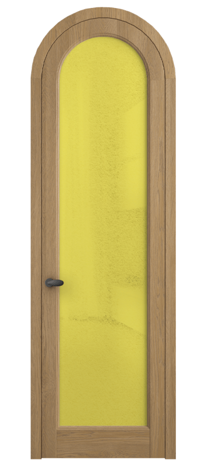 Межкомнатная дверь Palazzo 6814 Дуб пшеничный матовый Фактурное жёлтое стекло "Лёд", триплекс Цена 1325100 ₸ | Volhovec