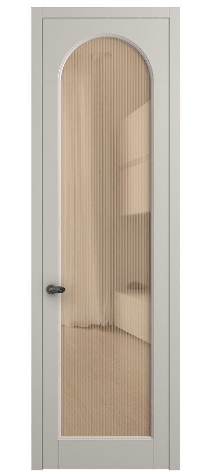 Межкомнатная дверь Палаццо 6804 Матовый облачно-серый Рифлёное оранжевое стекло "Moru", триплекс Цена 794019 ₸ | Volhovec