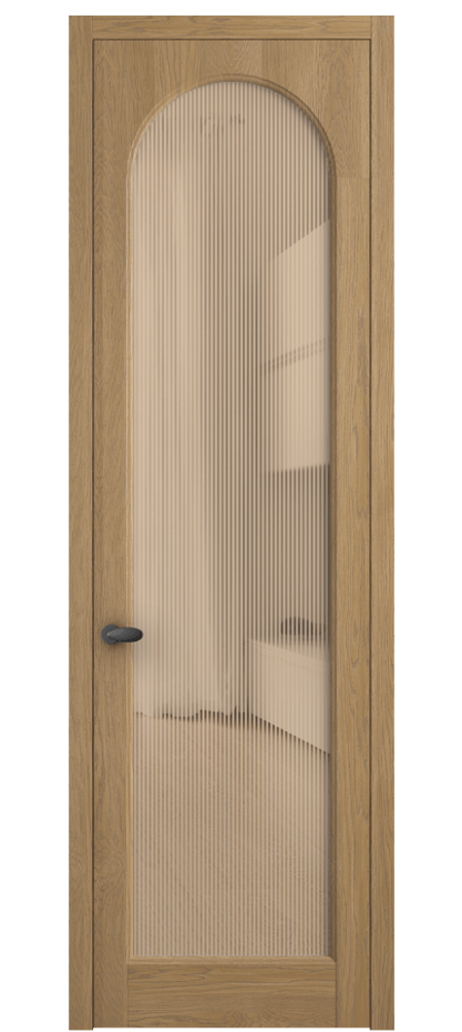 Межкомнатная дверь Палаццо 6804 Дуб пшеничный матовый Рифлёное оранжевое стекло "Дюна", триплекс Цена 1198479 ₸ | Volhovec