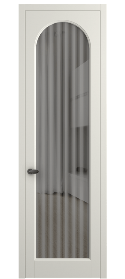 Межкомнатная дверь Палаццо 6804 Матовый жемчужный Рифлёное серое стекло "Дюна", триплекс Цена 778899 ₸ | Volhovec