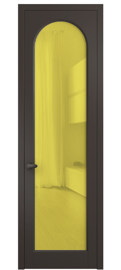 Межкомнатная дверь Палаццо 6804 Матовый антрацит Рифлёное желтое стекло "Дюна", триплекс Цена 778899 ₸ | Volhovec