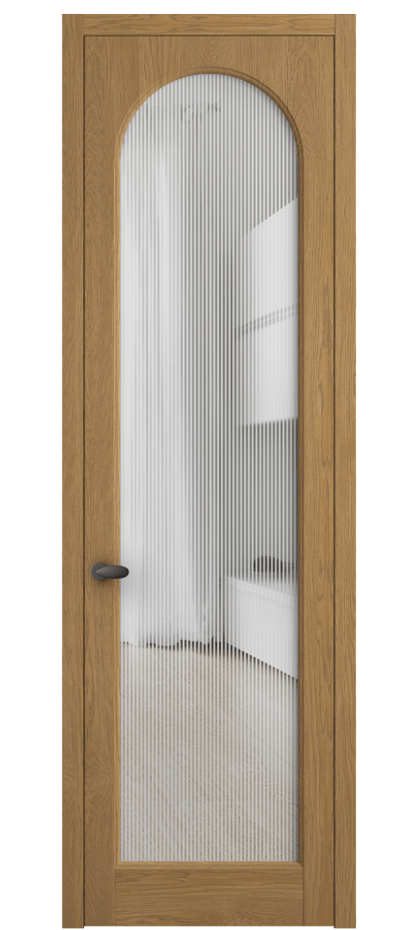 Межкомнатная дверь Палаццо 6804 Дуб солнечный матовый Рифлёное стекло "Дюна", триплекс Цена 1198479 ₸ | Volhovec