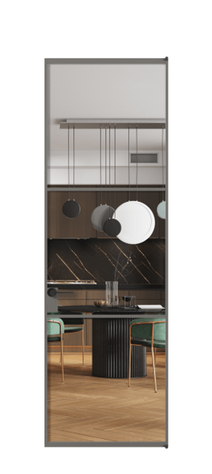 Алюминиевая дверь АЛПЛ040.03 Алюминий классический серый Прозрачное стекло "Crystal Vision", калёное, 6 мм Цена 732900  | Volhovec