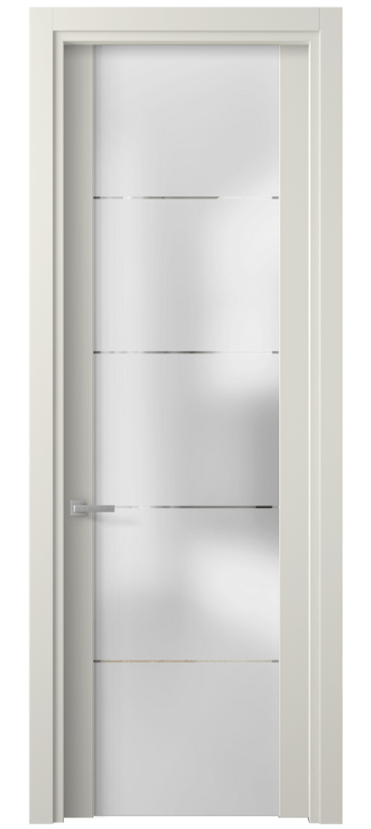 Межкомнатная дверь Планум 4114 Матовый жемчужный Сатинированное стекло с гравировкой «КВАДРО», триплекс Цена 455860 ₸ | Volhovec
