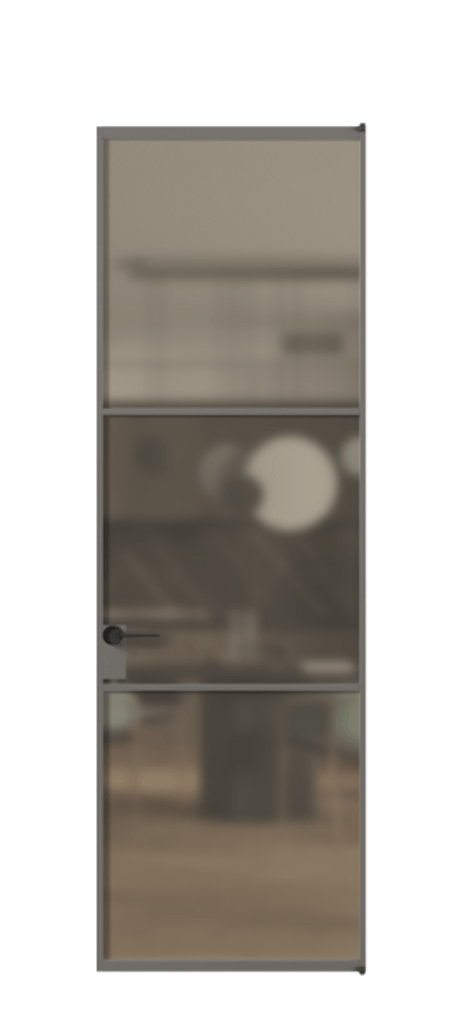 Алюминиевая дверь АЛПЛ040.03 Алюминий классический серый Сатинированное бронзовое стекло, триплекс Цена 767960  | Volhovec