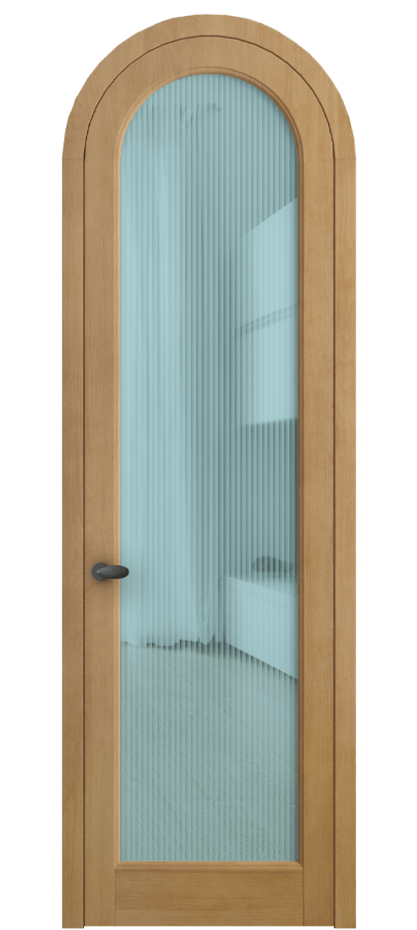 Межкомнатная дверь Палаццо 6814 Бук натуральный матовый Рифлёное голубое стекло "Moru", триплекс Цена 1358827 ₸ | Volhovec
