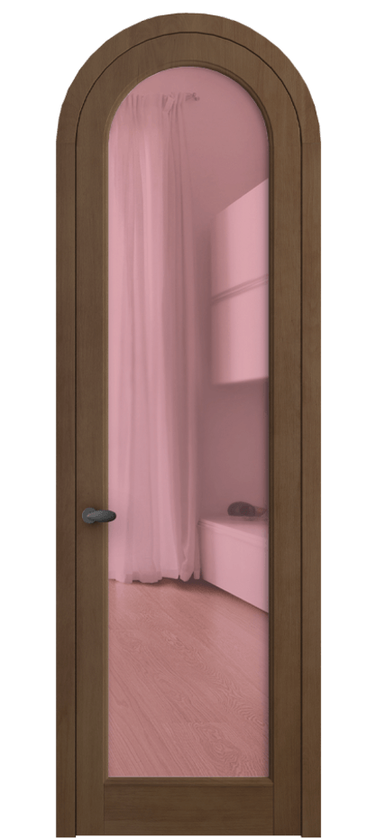 Межкомнатная дверь Palazzo 6814 Бук тёмный матовый Прозрачное розовое стекло, триплекс, 6мм Цена 1008600 ₸ | Volhovec