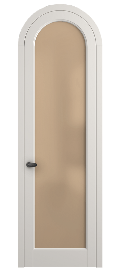 Межкомнатная дверь Палаццо 6814 Матовый пудровый белый Сатинированное оранжевое стекло, триплекс Цена 969638 ₸ | Volhovec