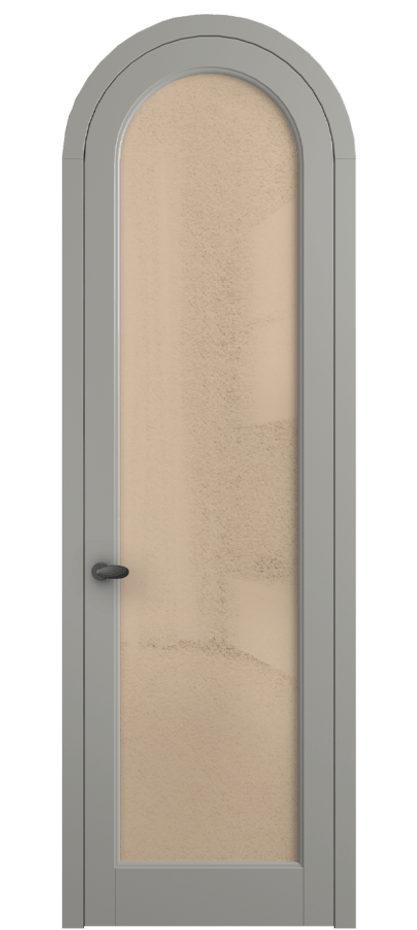 Межкомнатная дверь Палаццо 6814 Матовый нейтральный серый Фактурное оранжевое стекло "Лёд", триплекс Цена 991562 ₸ | Volhovec