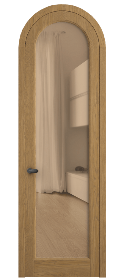 Межкомнатная дверь Palazzo 6814 Дуб солнечный матовый Прозрачное оранжевое стекло, триплекс Цена 1287600 ₸ | Volhovec