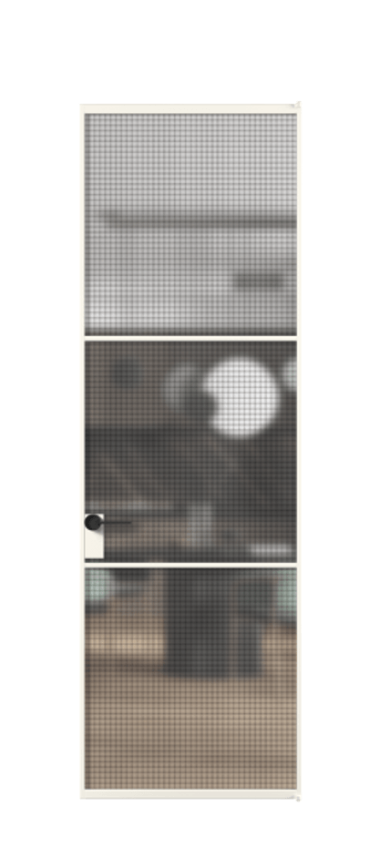 Алюминиевая дверь АЛПЛ040.03 Алюминий пудровый белый Декоративное стекло с сеткой "Mesh silver", триплекс Цена 813510  | Volhovec