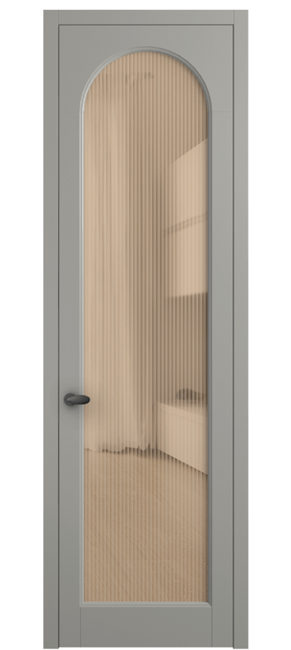 Межкомнатная дверь Palazzo 6804 Матовый нейтральный серый Рифлёное оранжевое стекло "Moru", триплекс Цена 655400 ₸ | Volhovec