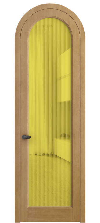 Межкомнатная дверь Палаццо 6814 Бук натуральный матовый Рифлёное жёлтое стекло "Мору", триплекс Цена 1358827 ₸ | Volhovec